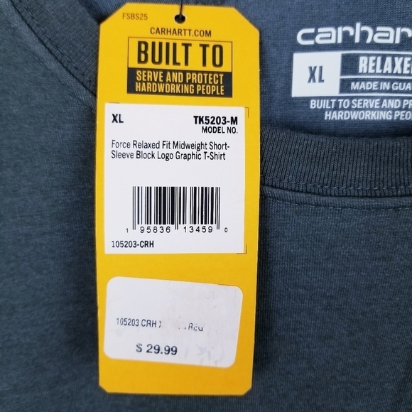 Carhartt Force Relaxed Fit Midweight Short-Sleeve Block Logo Graphic T-Shirt NWT - Picture 12 of 12